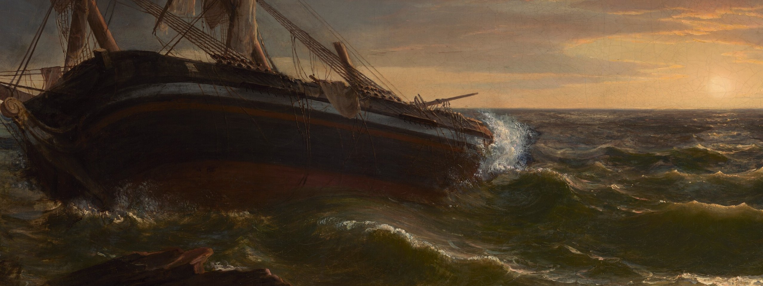 No thrashing sailors. No splintering wood.