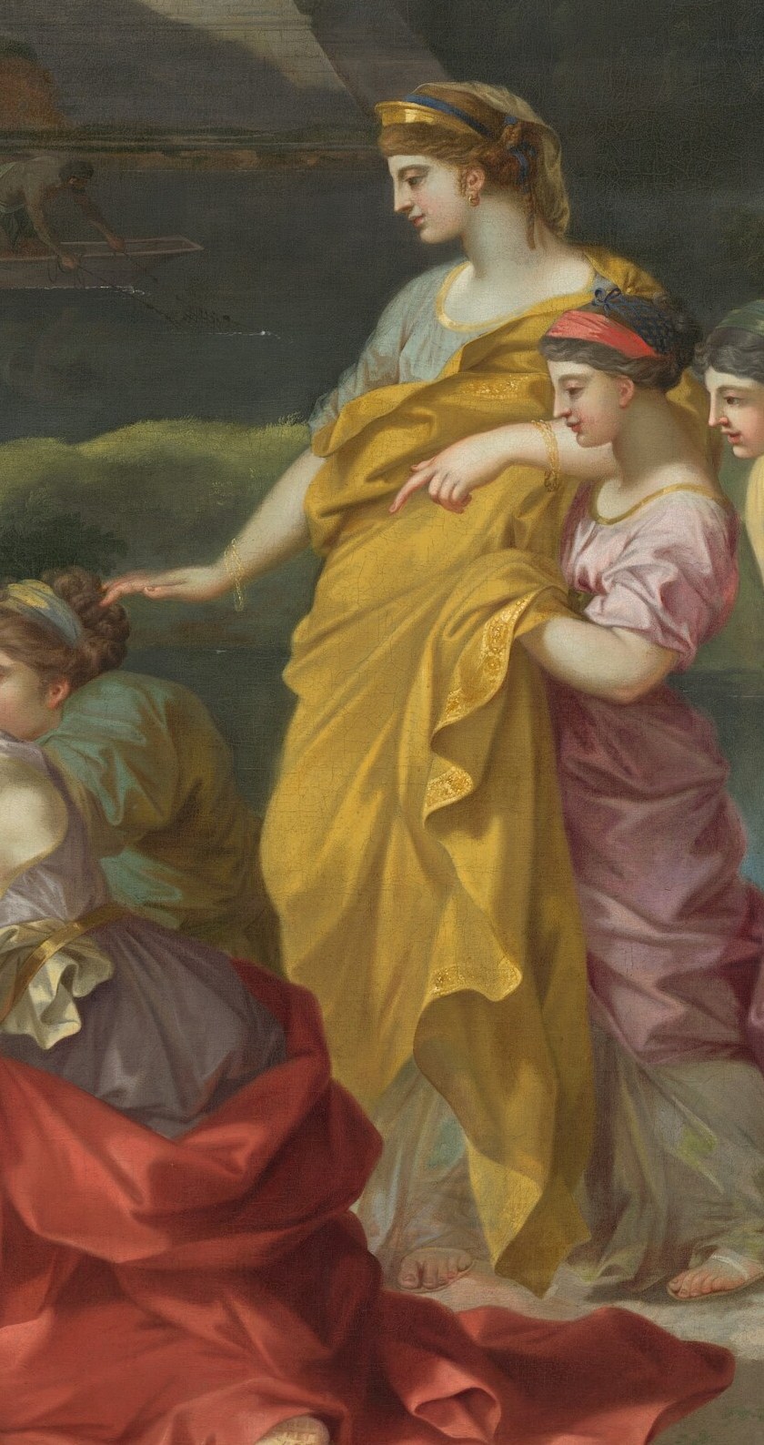 Pharaoh's daughter sees the infant among the reeds.