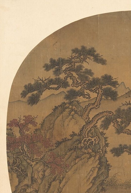 The dramatically twisted trunk and spreading branches are rendered with confident brushwork , the structural anchor of the entire composition and a symbol of resilience in Chinese literati painting.