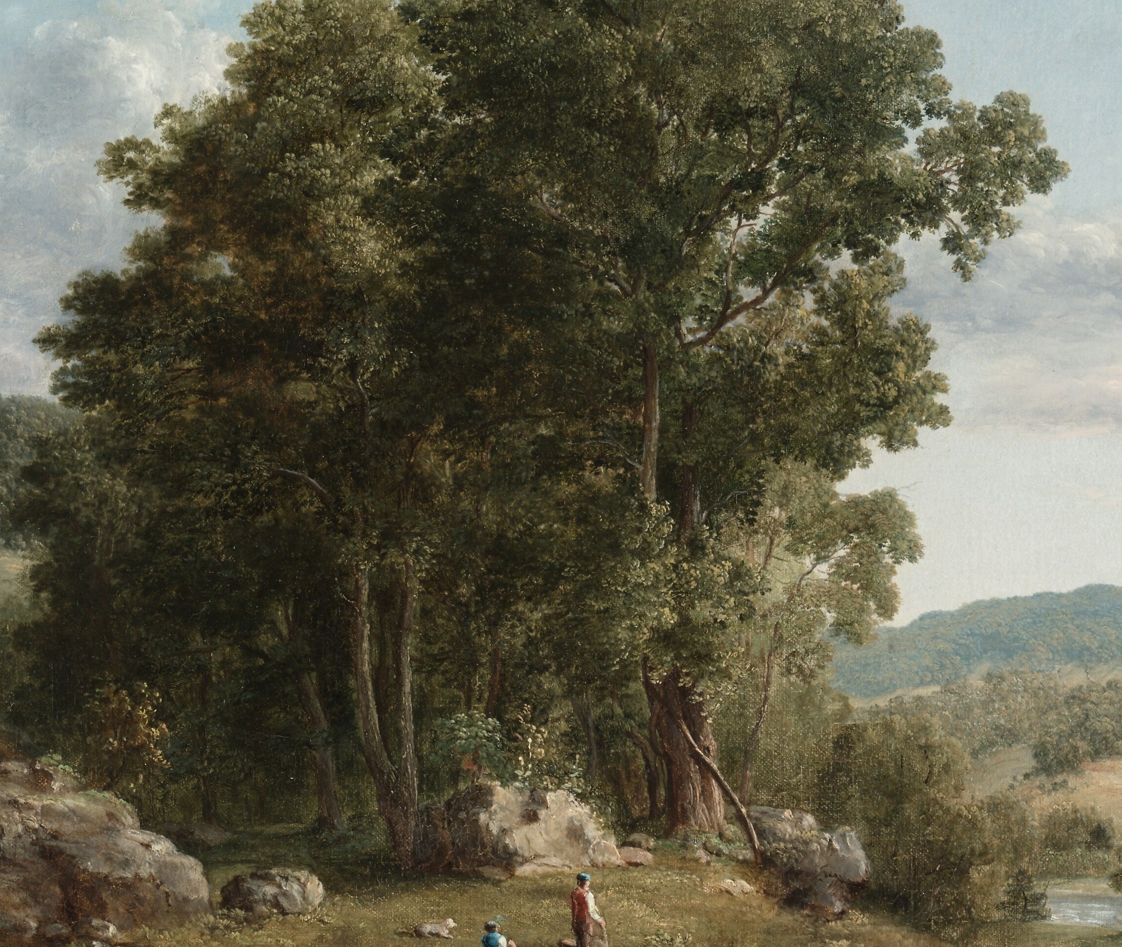 Note the careful detail in the bark and grass.