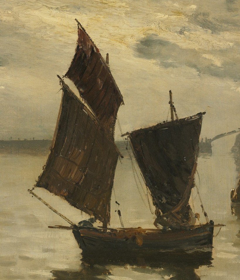 See the workhorse boat in the foreground, with its weathered sails.