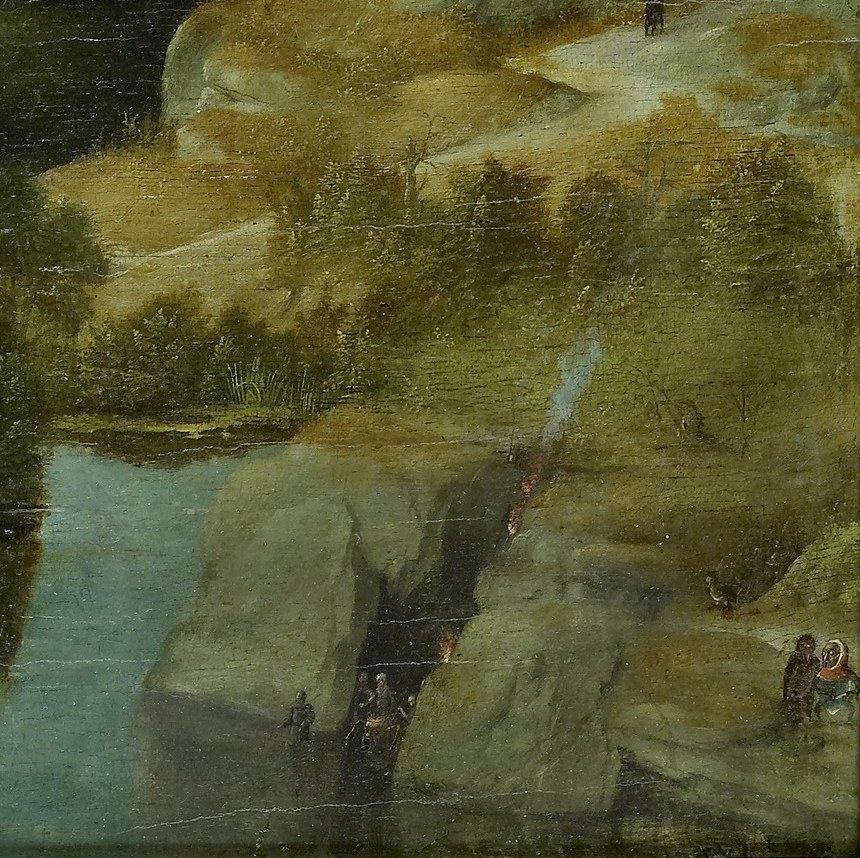 The dramatic rocky outcrop hints at these unseen dangers.