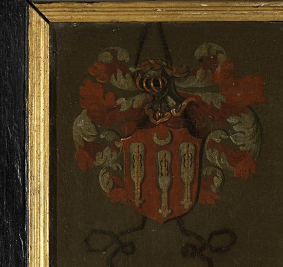 His coat of arms marks him as a man of high standing.