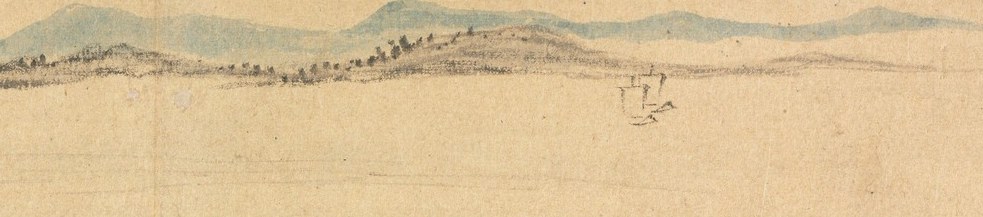 Not sky. A lake. The faintest shoreline runs across the horizon.
