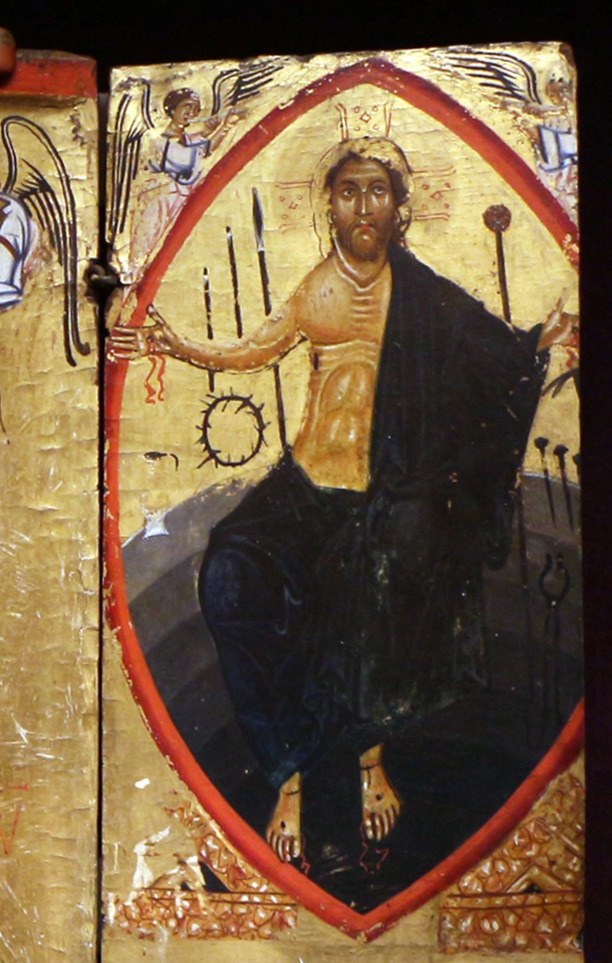 And above, Christ in a mandorla, symbolizing triumph over death.