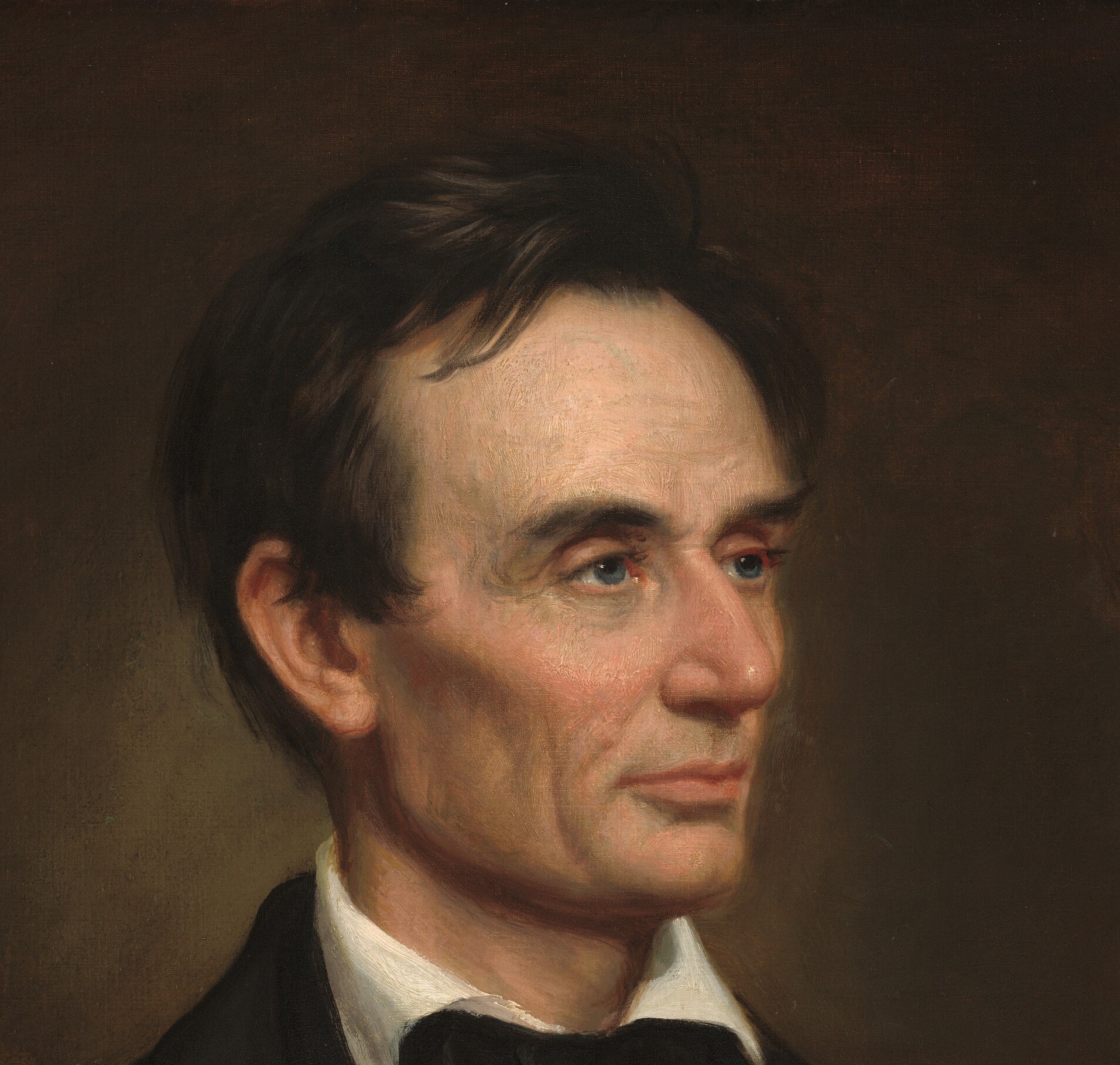 The artist, George P.A. Healy, captures his gaunt, determined face.
