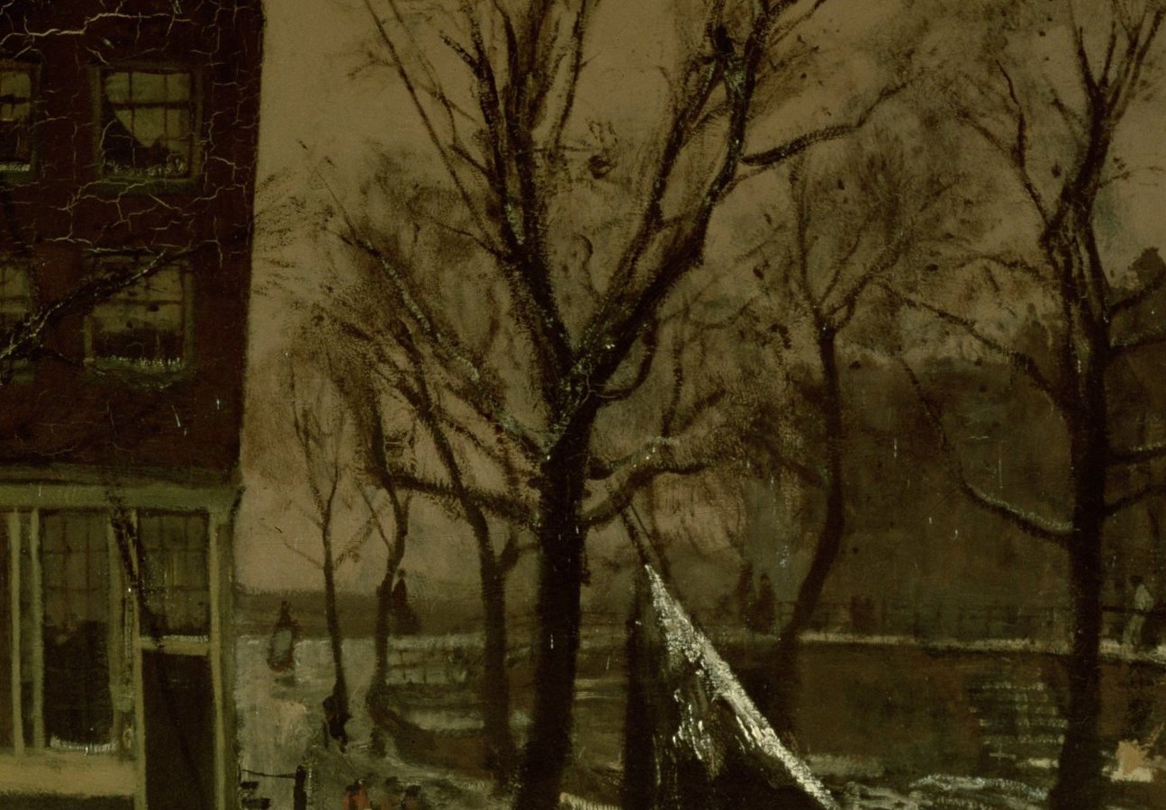 Bare trees reinforce the profound grip of winter.