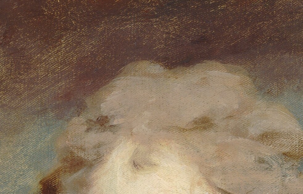 Raeburn's hallmark: eyes caught in natural side-light, with just enough shadow in the socket to suggest depth , viewers consistently feel addressed, not observed.
