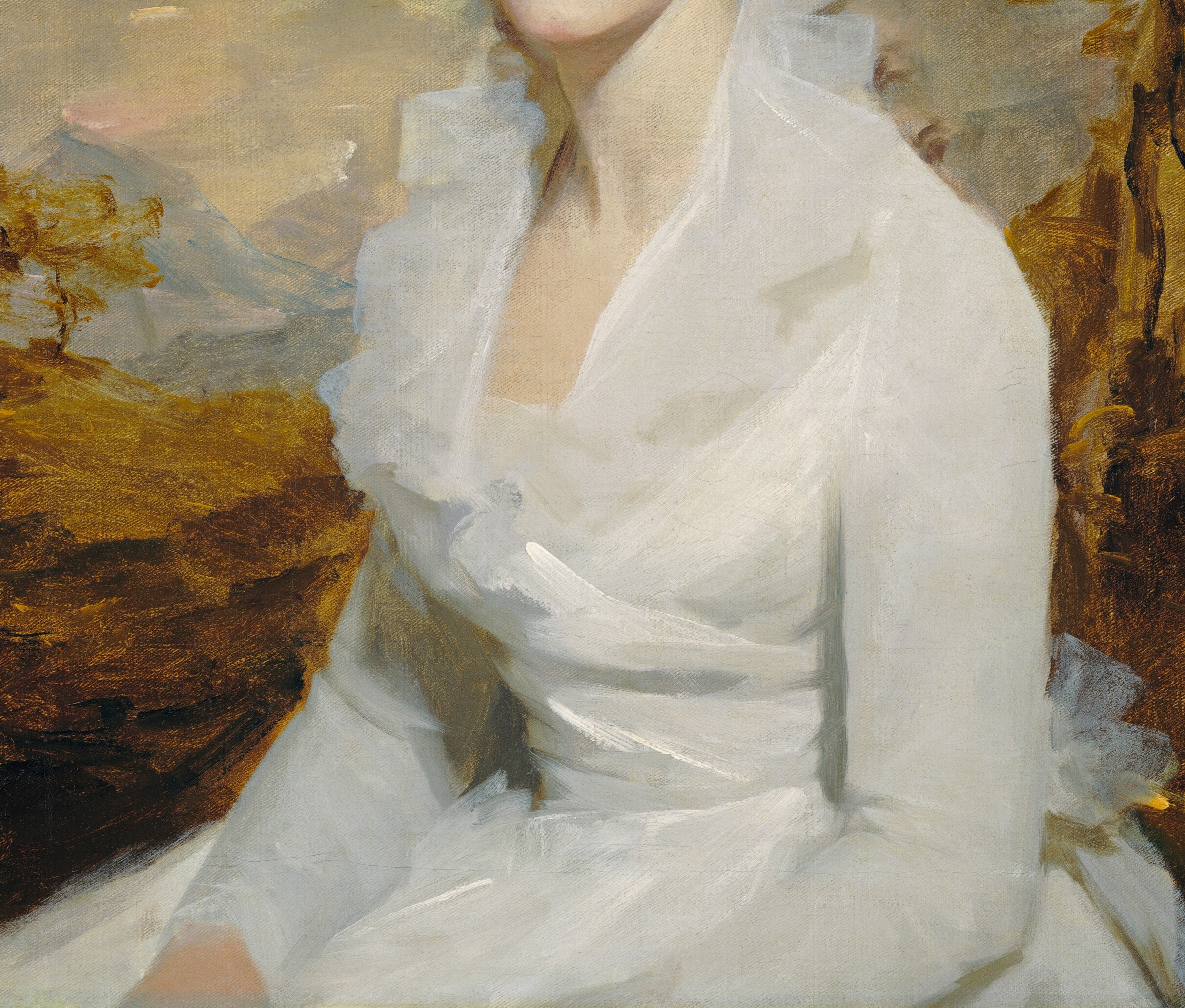 Your eye goes straight to the white dress.