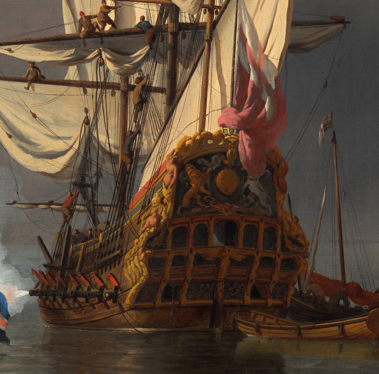 But look closer at the ship's stern, its decorated back.