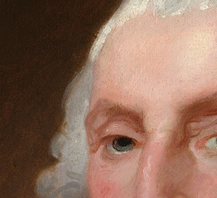 His eyes are cool and appraising. Contemporaries wrote that down.