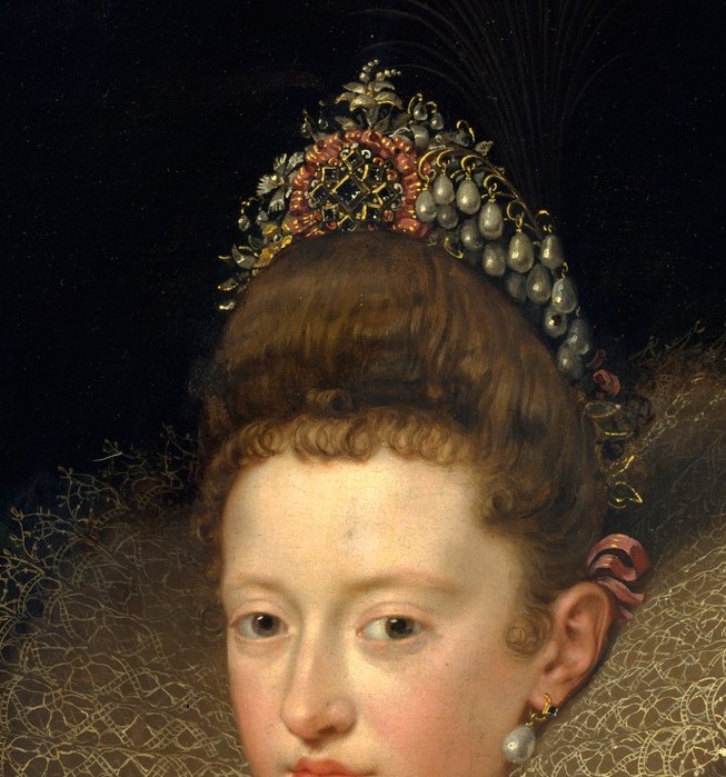 The fourteen-year-old's pale complexion and flushed cheeks give a naturalistic warmth that cuts through the stiff court formula , the one passage where the sitter feels present, not posed.