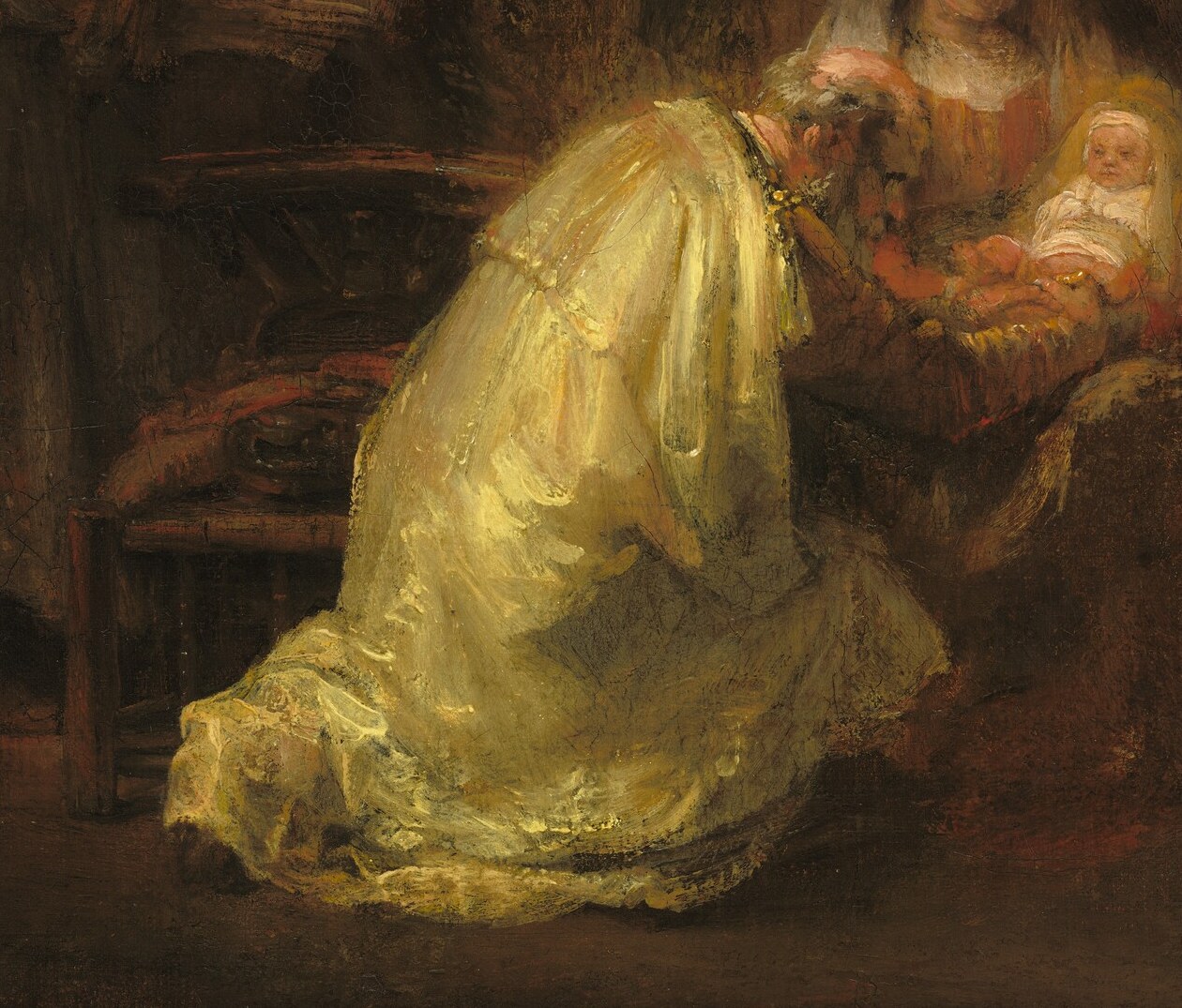A high priest performs the rite, illuminated by a divine glow.