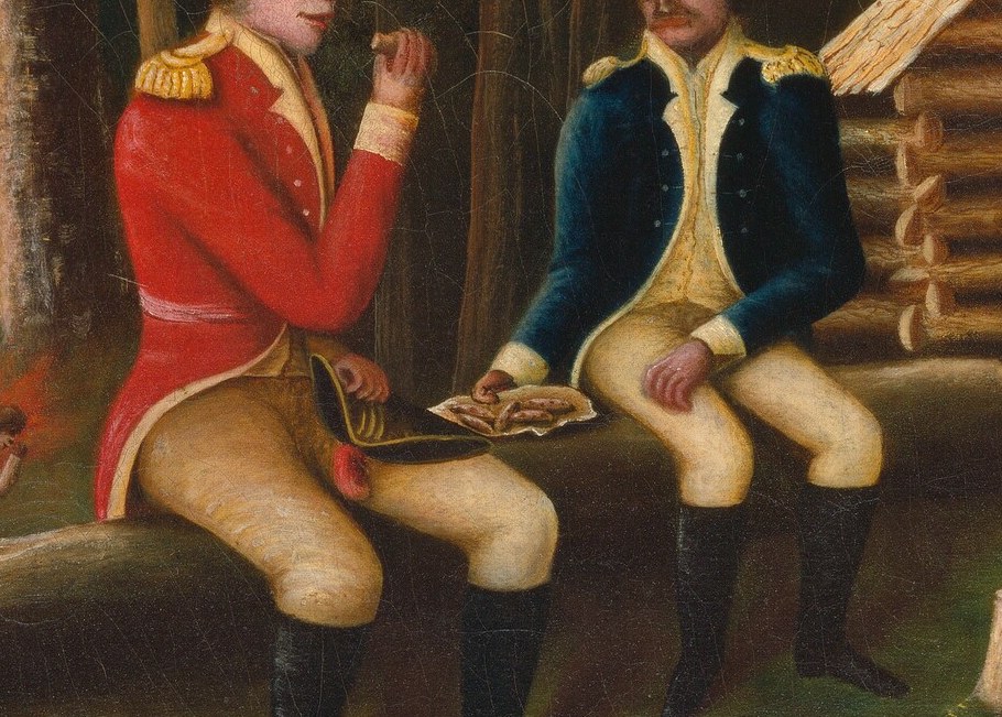Francis Marion served him sweet potatoes on a log.