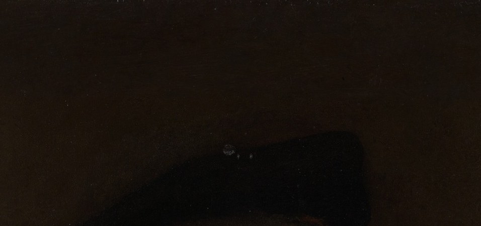 The beret is the painting's titular object; its dark mass anchors the composition and was a prop Rembrandt repeatedly used to suggest artistic or bourgeois identity