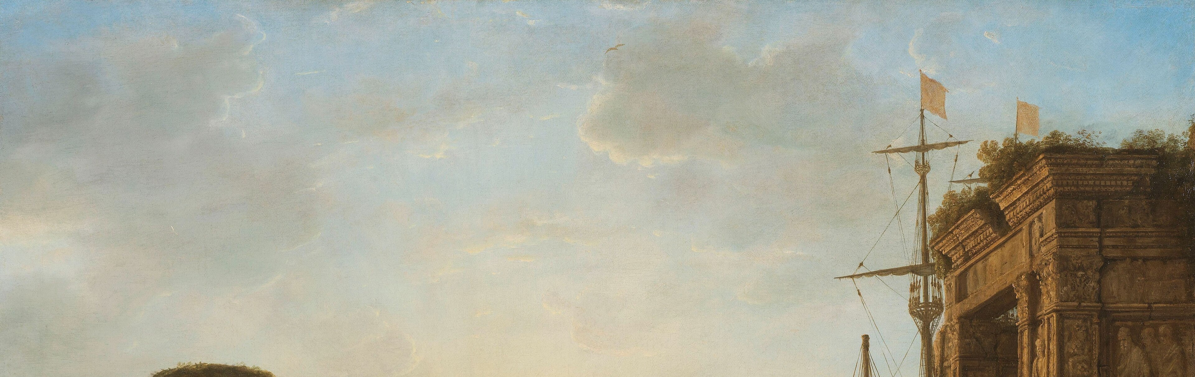 Lorrain's sky is not decoration but the true subject , the gradient from warm horizon to cooler zenith required subtle glazing that few contemporaries could match