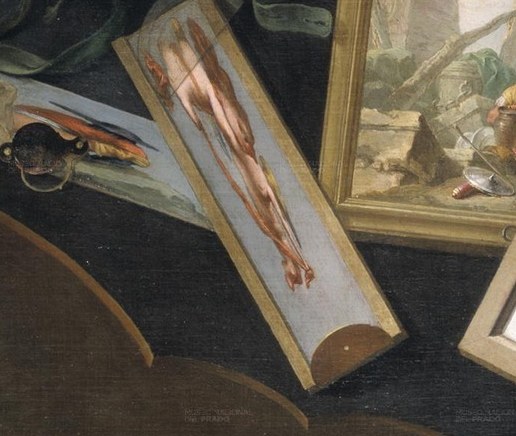 The detailed rendering of limbs suggests a scientific or artistic study, adding an intellectual dimension.