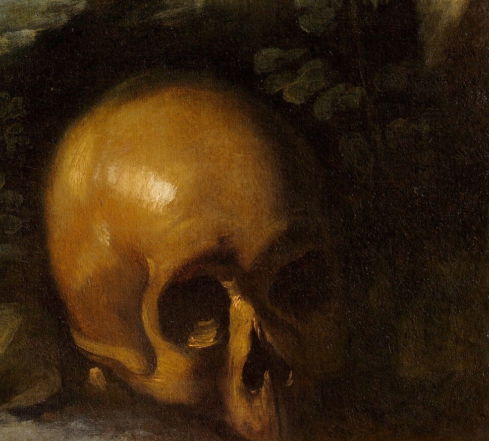 The skull is a reminder of life's passing.