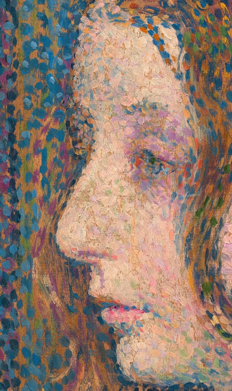 The artist used small, distinct points of color, not blended strokes.