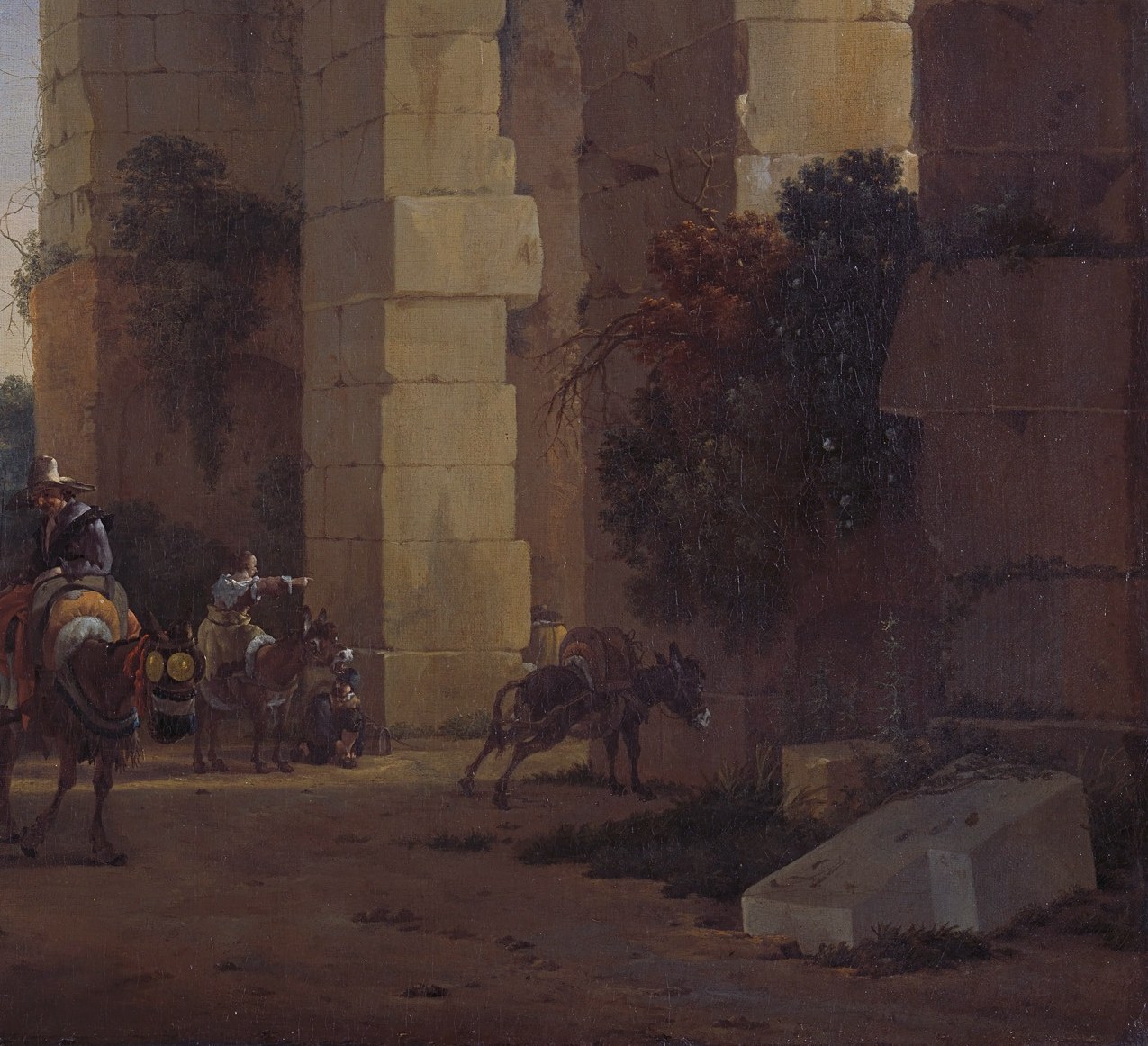 Look at the massive ruined archway. It towers over the path.