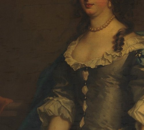 The deliberately exposed chest was a calculated statement of erotic power; court beauties of the 1670s used undress as a political language