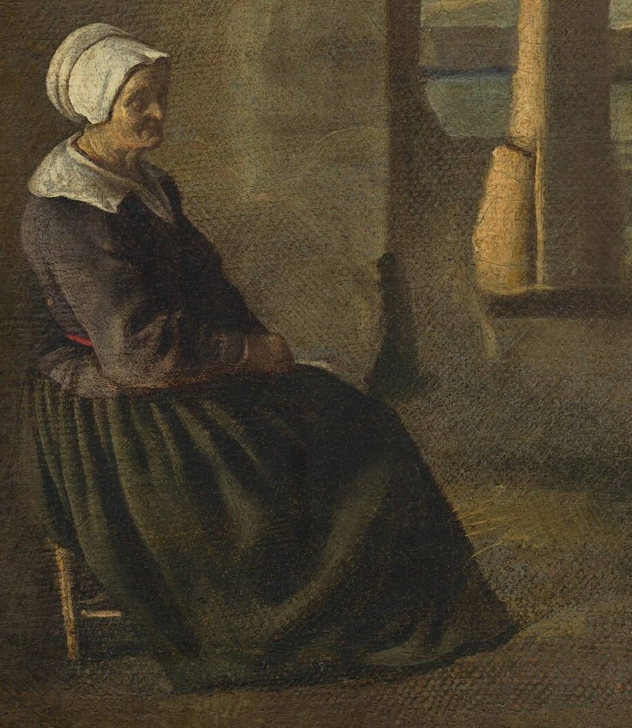 She and her companions are absorbed in their daily routines.