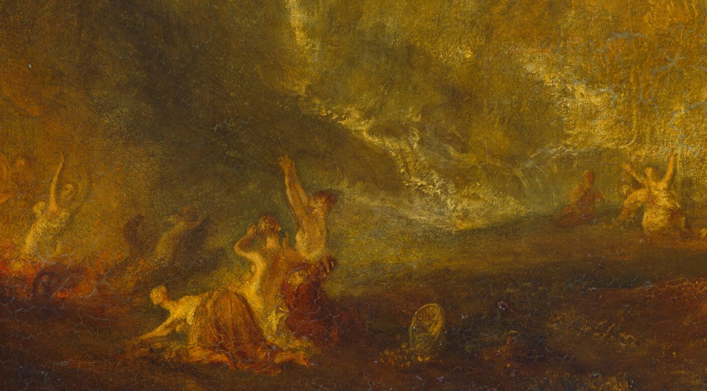 But step back. The painting swallows the figures whole.