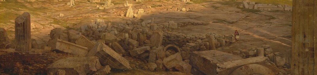 The debris field tells the story of destruction , centuries of pillage, explosion, and decay rendered with meticulous geological precision