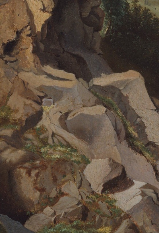 The rough texture and sharp edges convey the raw, untamed power of nature.