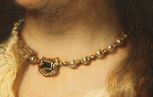 Notice the delicate rendering of her hand and subtle jewelry.