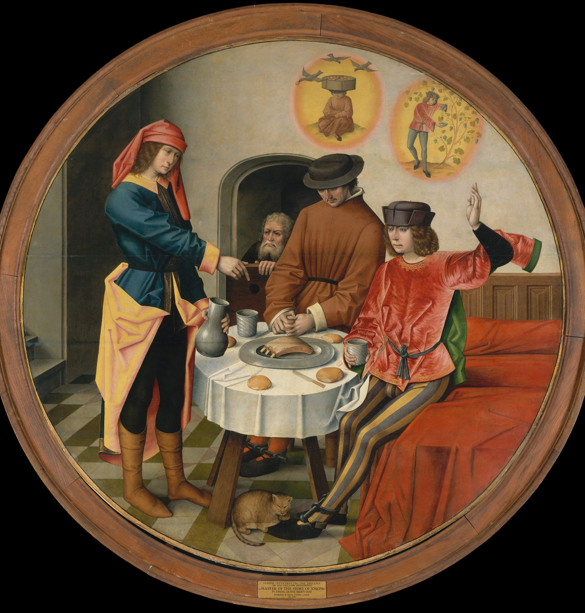 The circular format (tondo) is itself meaningful , a domestic or devotional object format that brings the viewer close, as if peering into a private moment