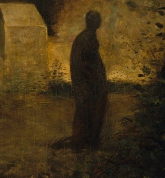 But one figure is left behind in the distant landscape.