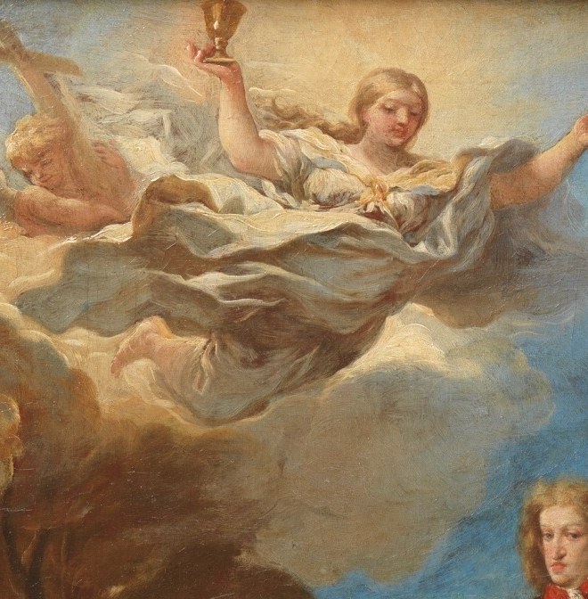 A celestial figure suggests divine approval.