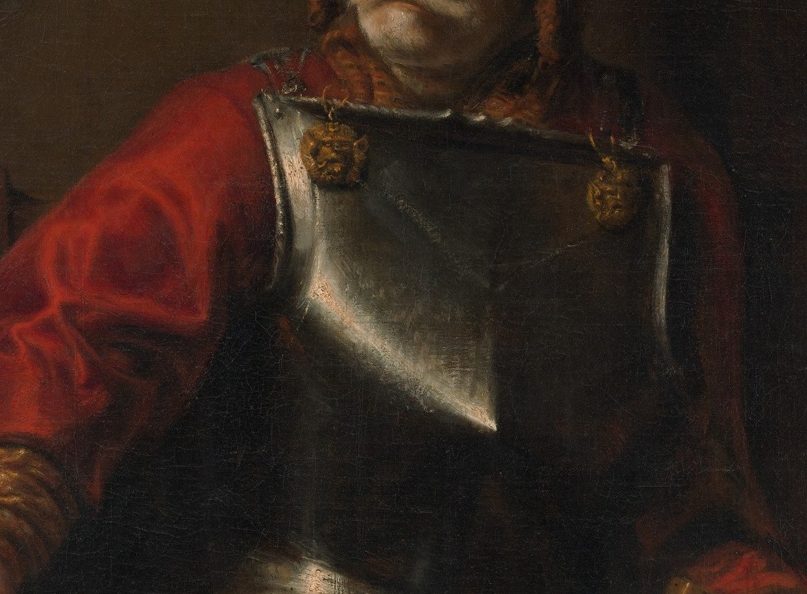 The breastplate shines like a mirror.