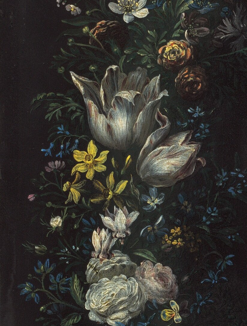 Tulips, lilies, roses, a garden built out of season.