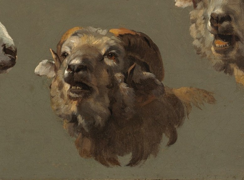 The thick oil paint gives the wool a tactile, sculptural quality.