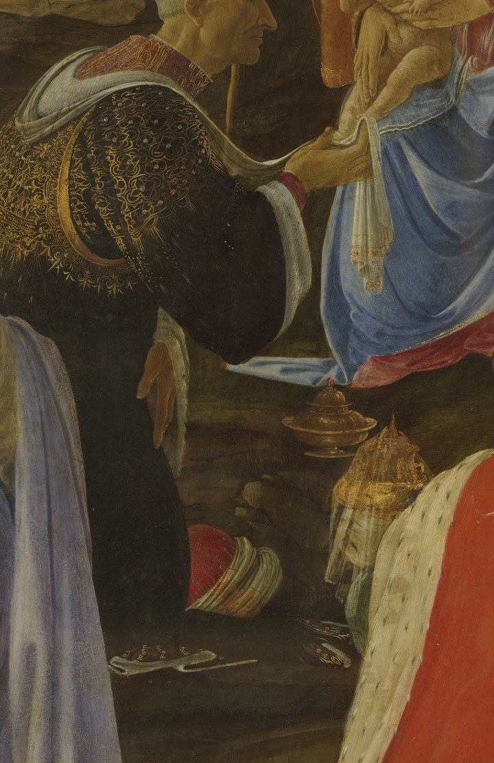 The kneeling king is thought to be Giuliano de' Medici.