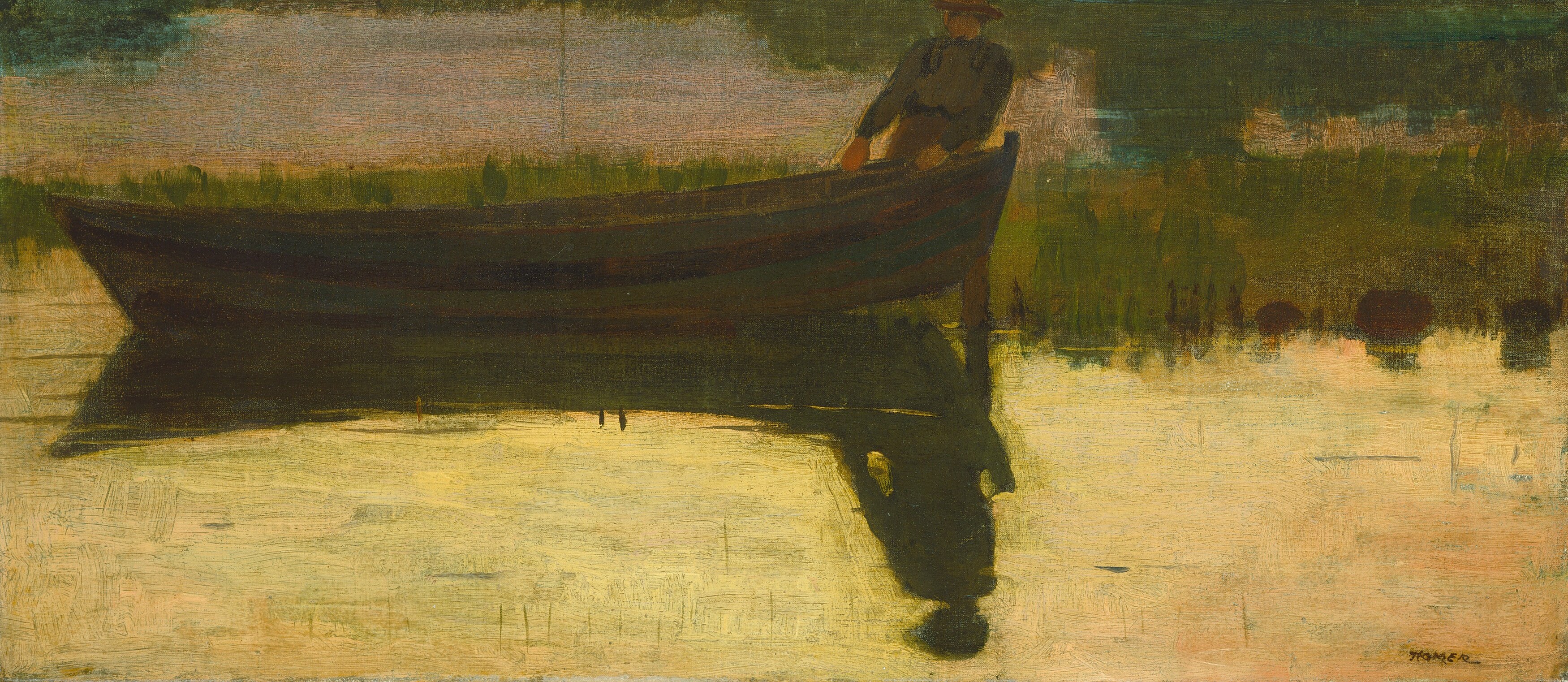 The smooth, unbroken surface mirrors the sky and surroundings, creating a peaceful, almost meditative atmosphere.