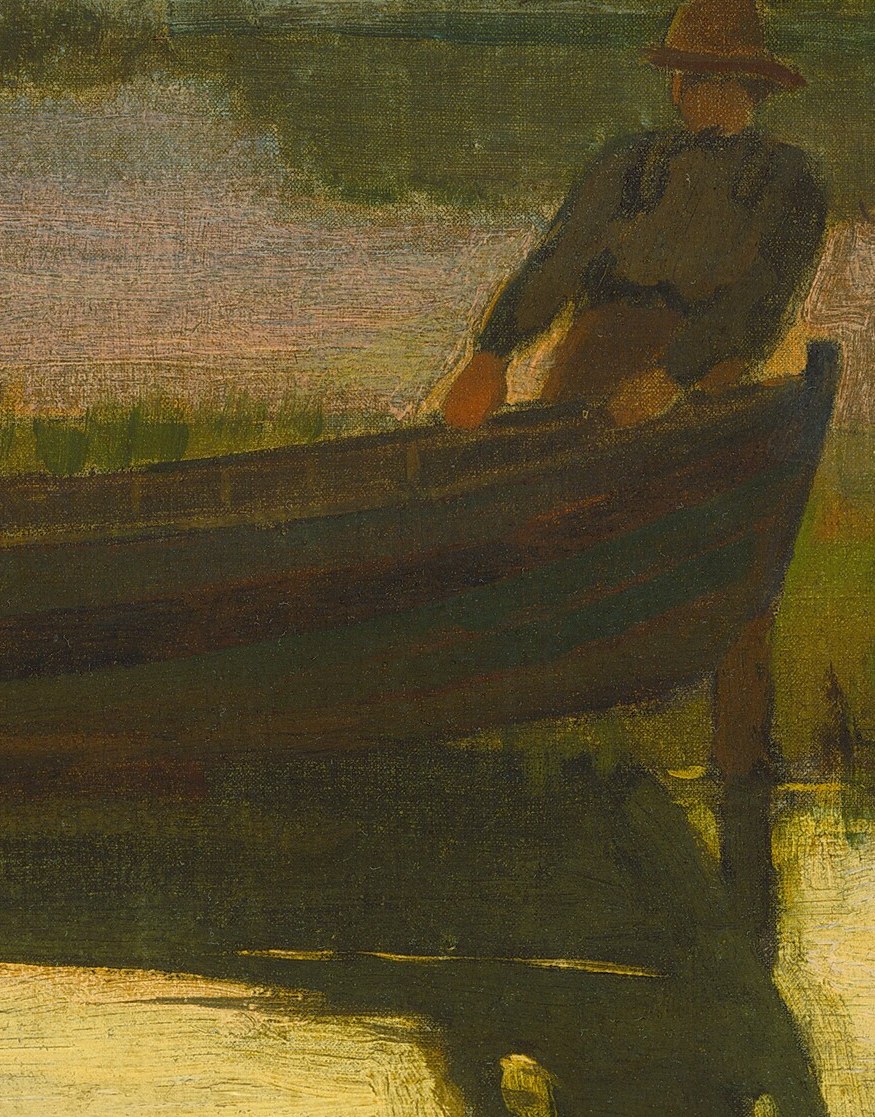 He floats alone, the day's work done.