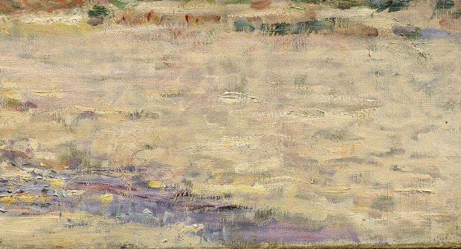 Down here, thick impasto builds the foreground from individual marks.