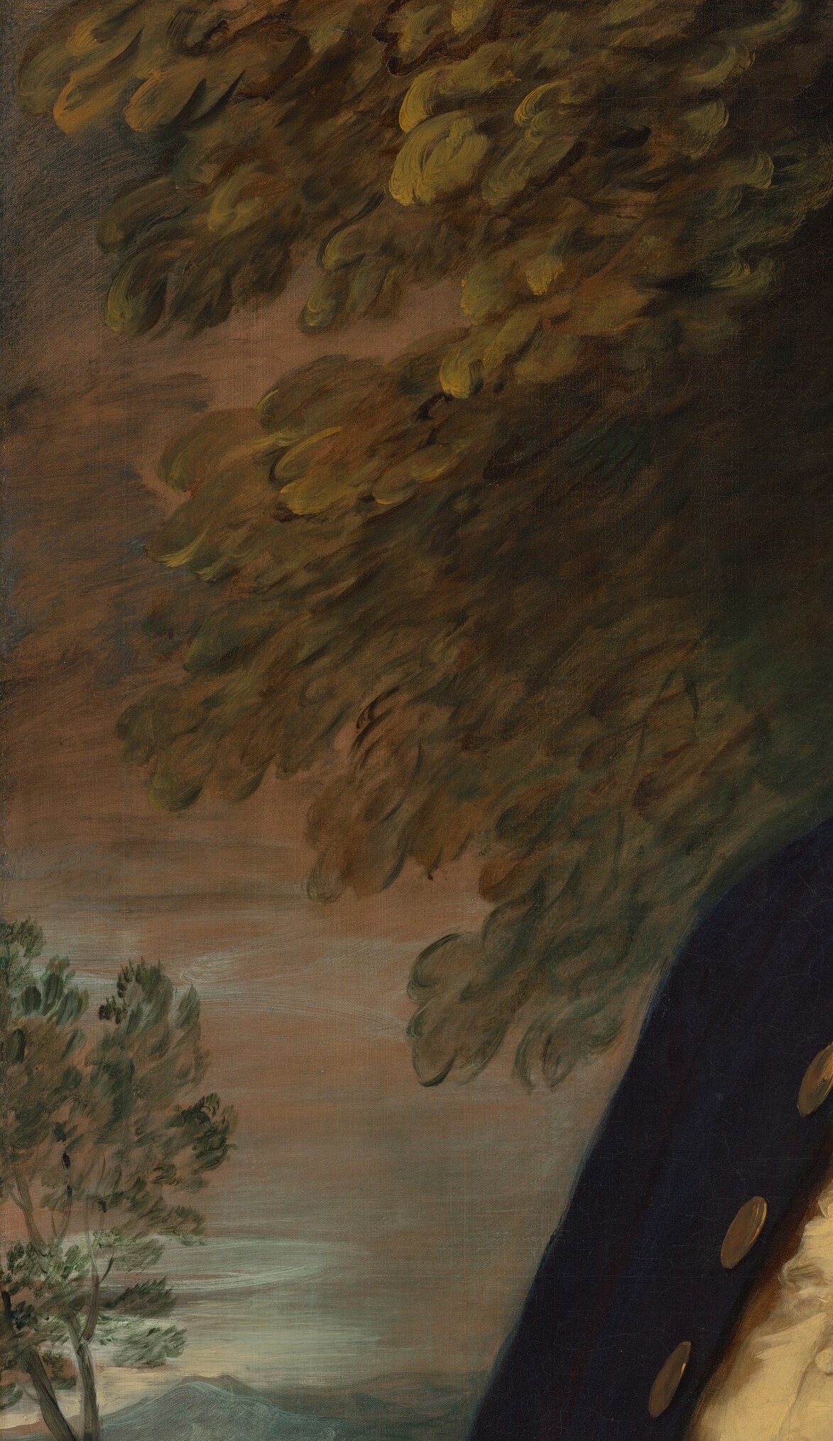 Behind him, Gainsborough paints a typical parkland vista.