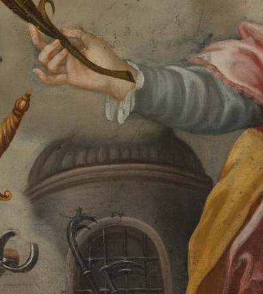 At the bottom, a burning fire and broken sword, signaling destruction.