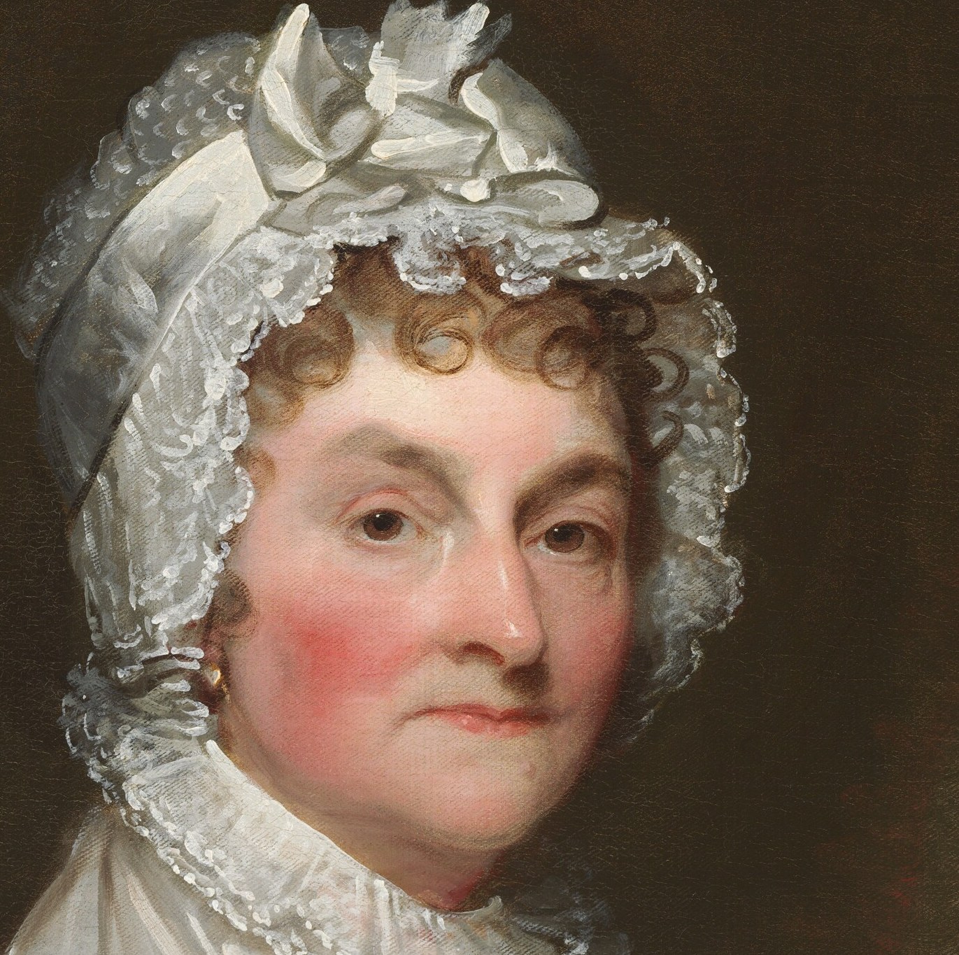 Dolley Madison saves the Washington portrait. Abigail Adams is left behind.
