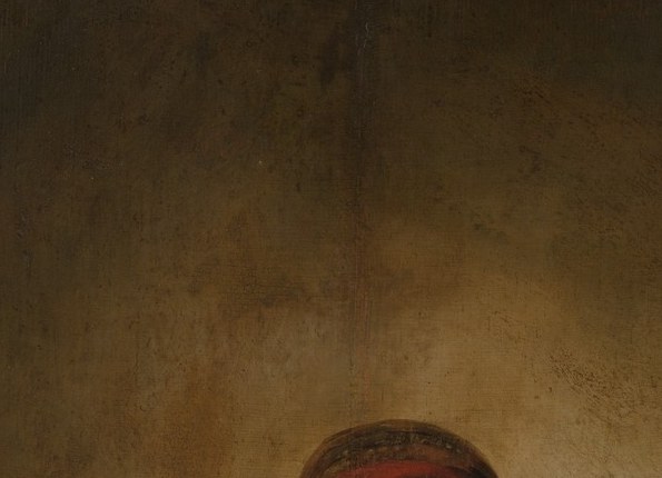 Modest domestic cap signals servant status precisely; its bright white creates the top anchor of the light-to-dark diagonal that runs through the whole figure.
