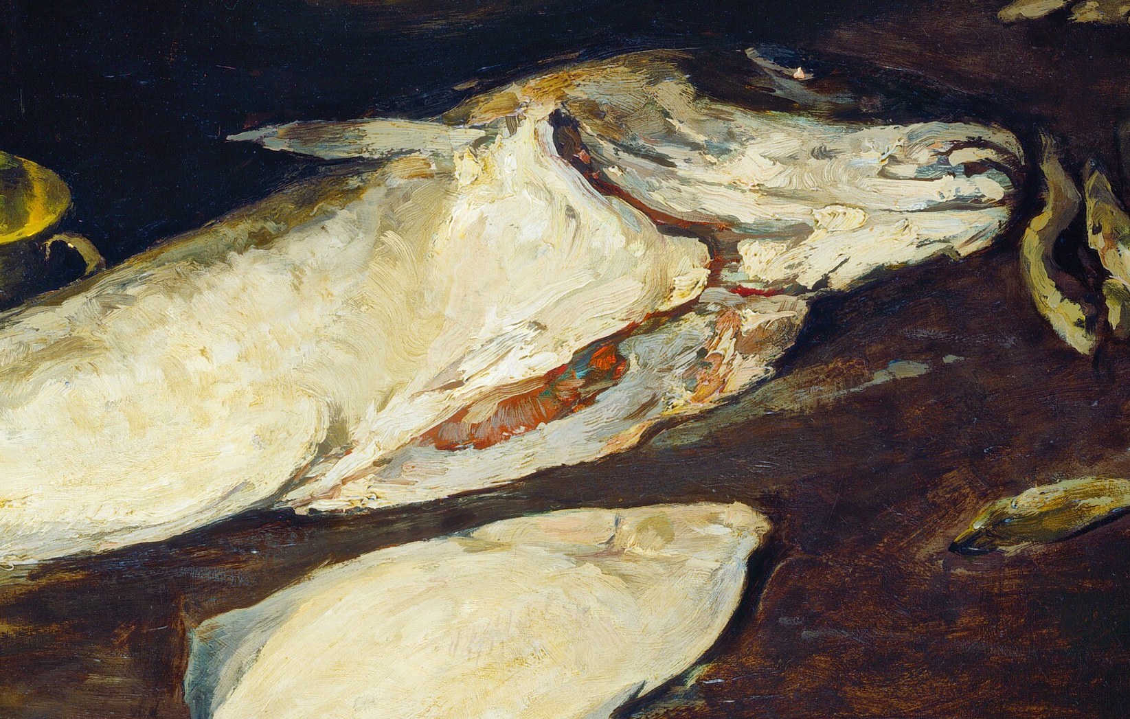 He renders the wet scales and raw flesh with incredible realism.