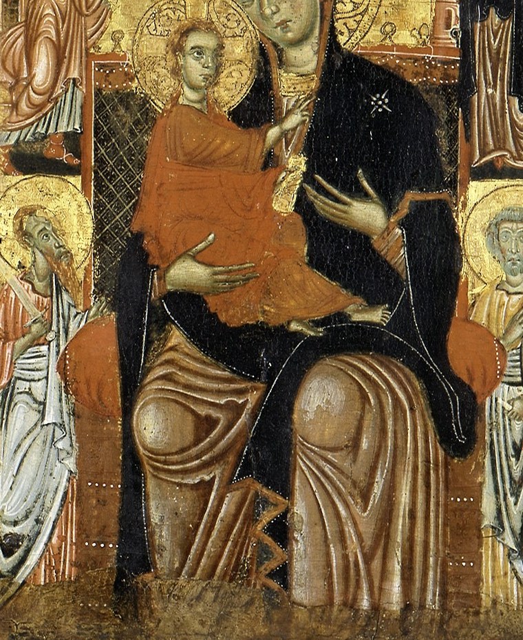 The Virgin Mary cradles the Christ Child, a devotional subject.