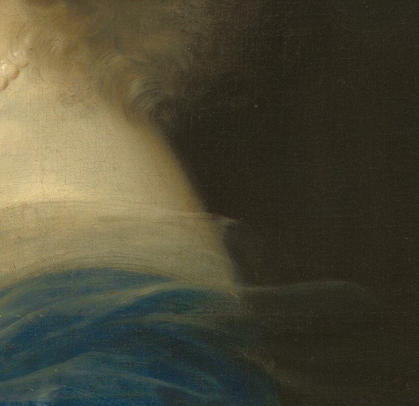 Light hits her gown like flash-flood water. Bourdon's brush was lightning.