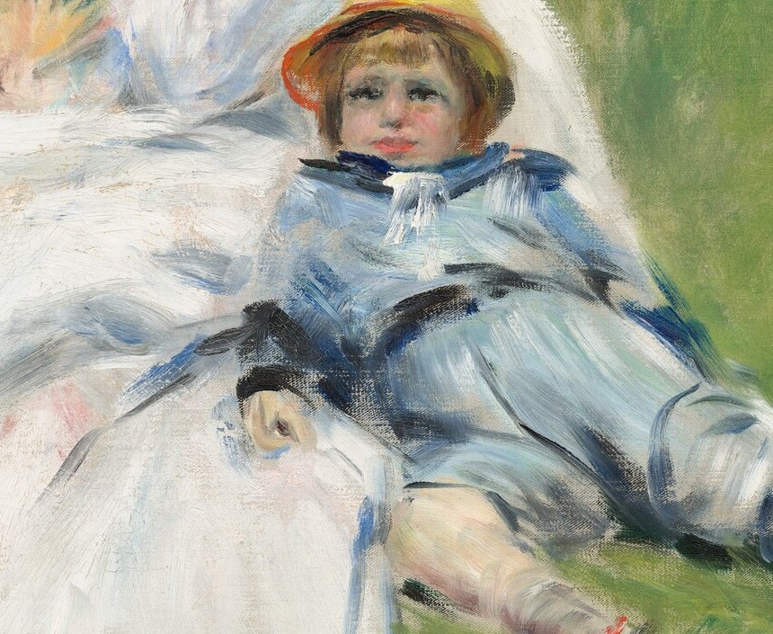 The child looks away from the viewer, creating narrative tension , we follow his gaze outward, drawing the eye toward the chicken and garden beyond