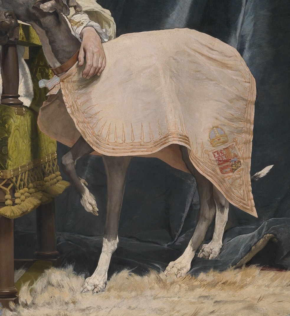 But look closely at the dog's blanket.
