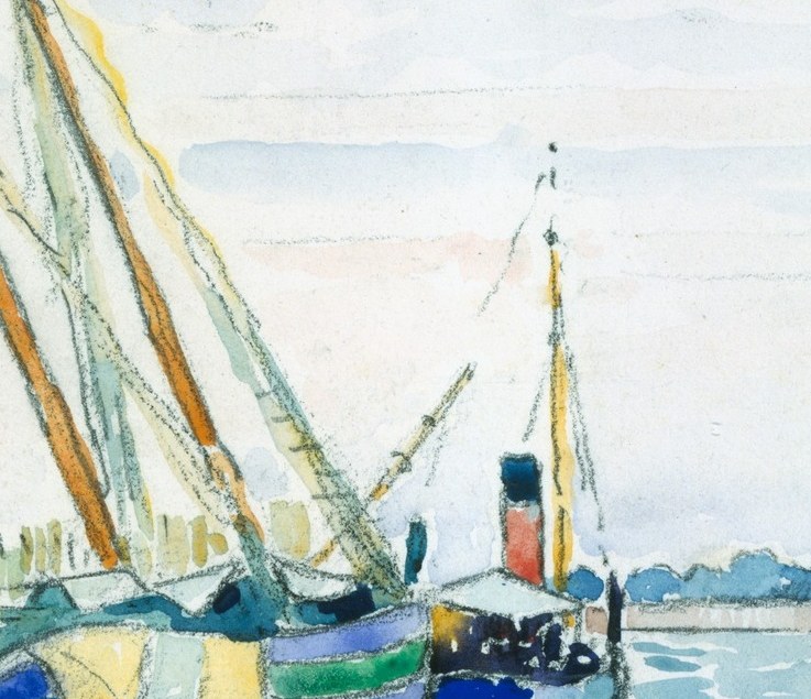 A steam sloop cuts through a Venetian lagoon.